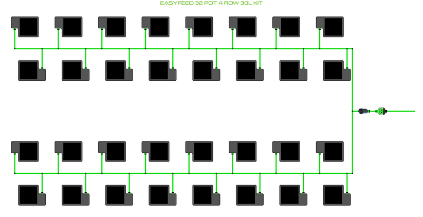 Alien Hydroponics EasyFeed 32 Pot 4 Row Kit