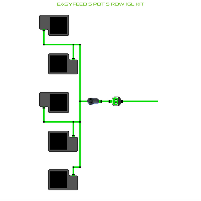 Alien Hydroponics EasyFeed 5 Pot 5 Row Kit