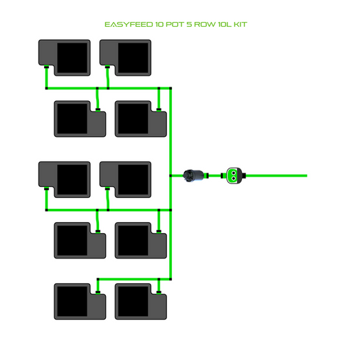 Alien Hydroponics EasyFeed 10 Pot 5 Row Kit