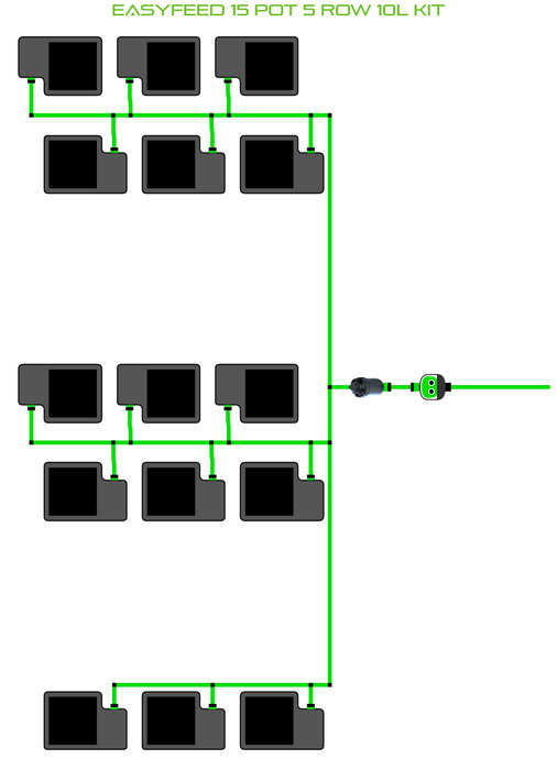 Alien Hydroponics EasyFeed 15 Pot 5 Row Kit