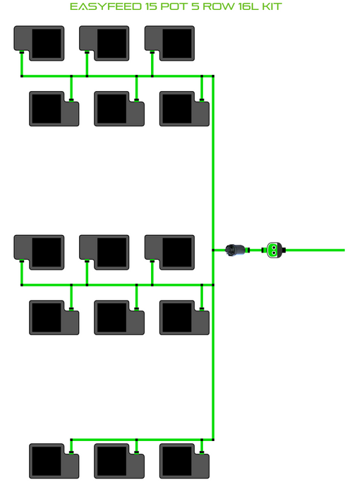 Alien Hydroponics EasyFeed 15 Pot 5 Row Kit