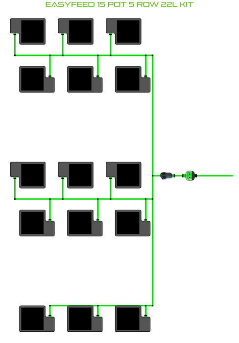 Alien Hydroponics EasyFeed 15 Pot 5 Row Kit