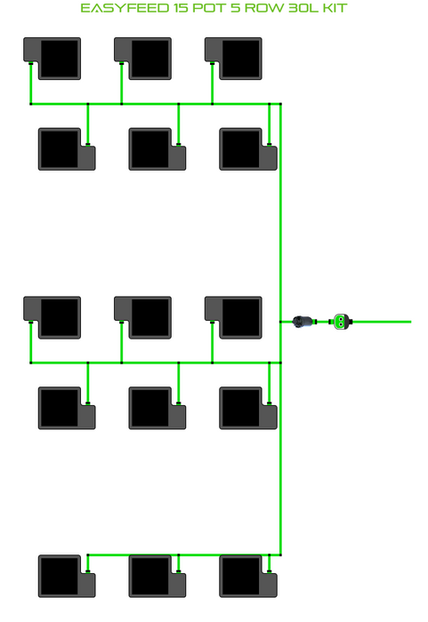 Alien Hydroponics EasyFeed 15 Pot 5 Row Kit