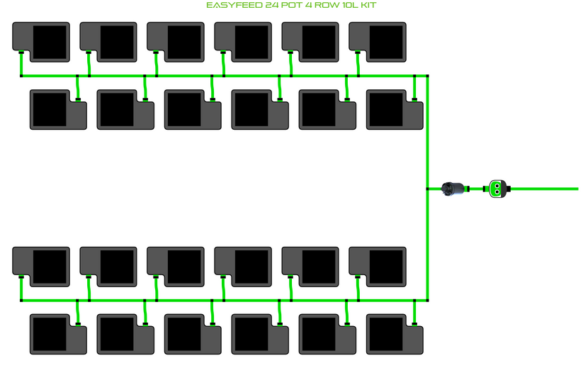 Alien Hydroponics EasyFeed 24 Pot 4 Row Kit