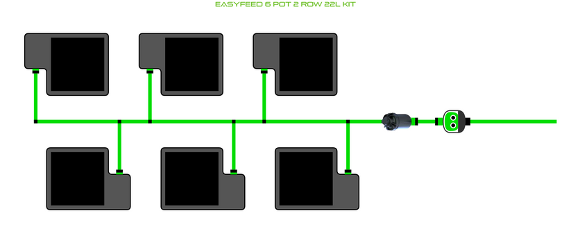 Alien Hydroponics EasyFeed 6 Pot 2 Row Kit