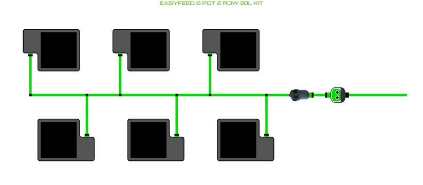 Alien Hydroponics EasyFeed 6 Pot 2 Row Kit