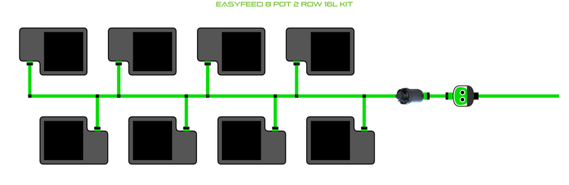 Alien Hydroponics EasyFeed 8 Pot 2 Row Kit