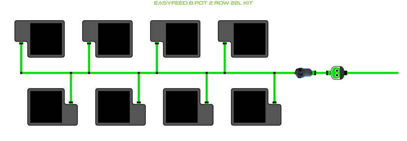 Alien Hydroponics EasyFeed 8 Pot 2 Row Kit