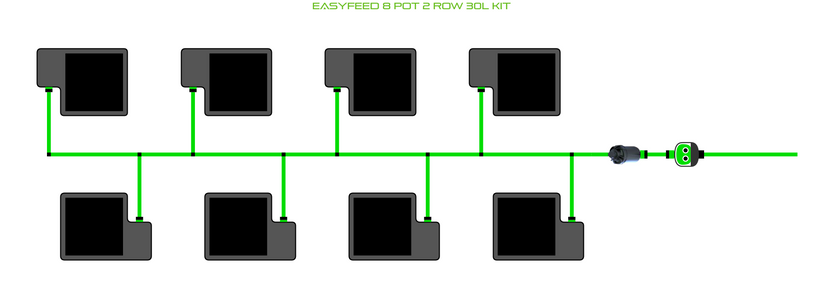 Alien Hydroponics EasyFeed 8 Pot 2 Row Kit