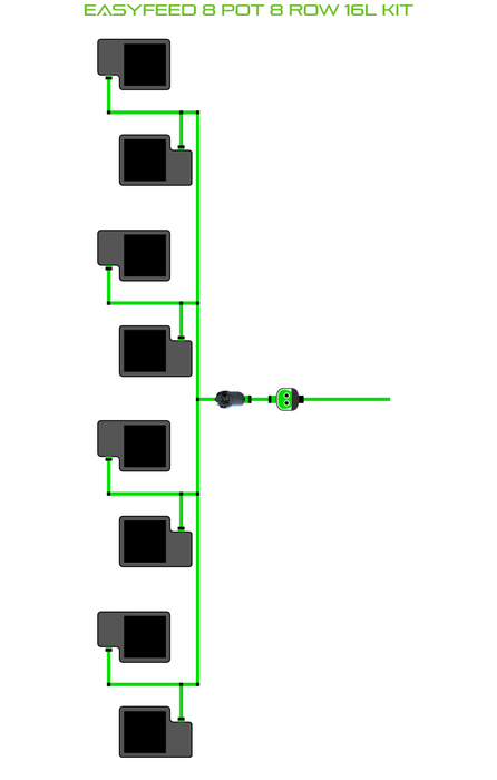 Alien Hydroponics EasyFeed 8 Pot 8 Row Kit