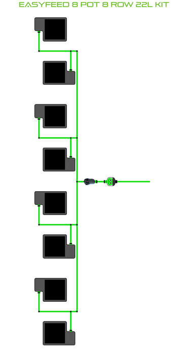Alien Hydroponics EasyFeed 8 Pot 8 Row Kit