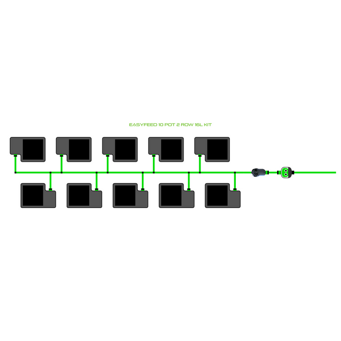 Alien Hydroponics EasyFeed 10 Pot 2 Row Kit