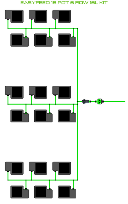 Alien Hydroponics EasyFeed 18 Pot 6 Row Kit