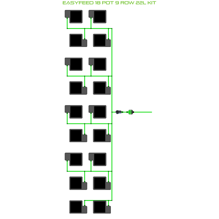 Alien Hydroponics EasyFeed 18 Pot 9 Row Kit