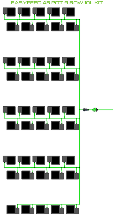 Alien Hydroponics EasyFeed 45 Pot 9 Row Kit