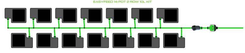 Alien Hydroponics EasyFeed 14 Pot 2 Row Kit