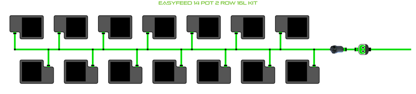 Alien Hydroponics EasyFeed 14 Pot 2 Row Kit