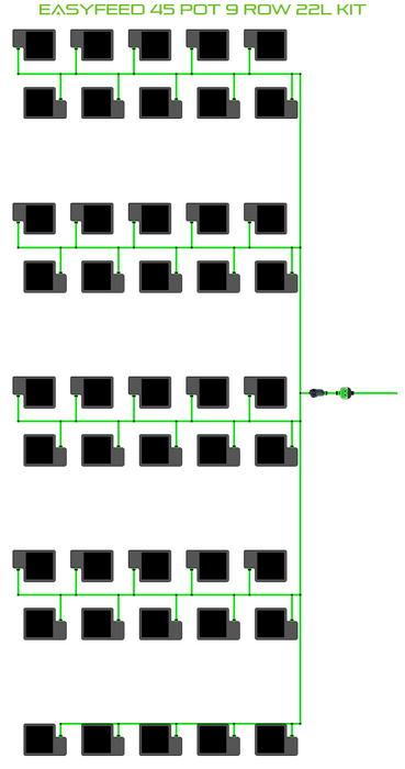 Alien Hydroponics EasyFeed 45 Pot 9 Row Kit
