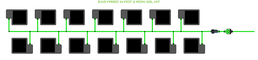 Alien Hydroponics EasyFeed 14 Pot 2 Row Kit