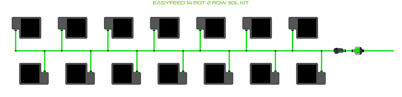 Alien Hydroponics EasyFeed 14 Pot 2 Row Kit