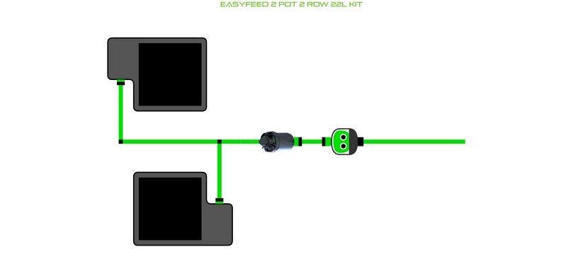 Alien Hydroponics EasyFeed 2 Pot 2 Row Kit