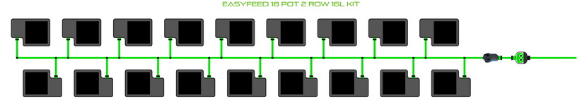 Alien Hydroponics EasyFeed 18 Pot 2 Row Kit