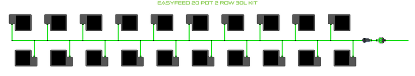 Alien Hydroponics EasyFeed 20 Pot 2 Row Kit