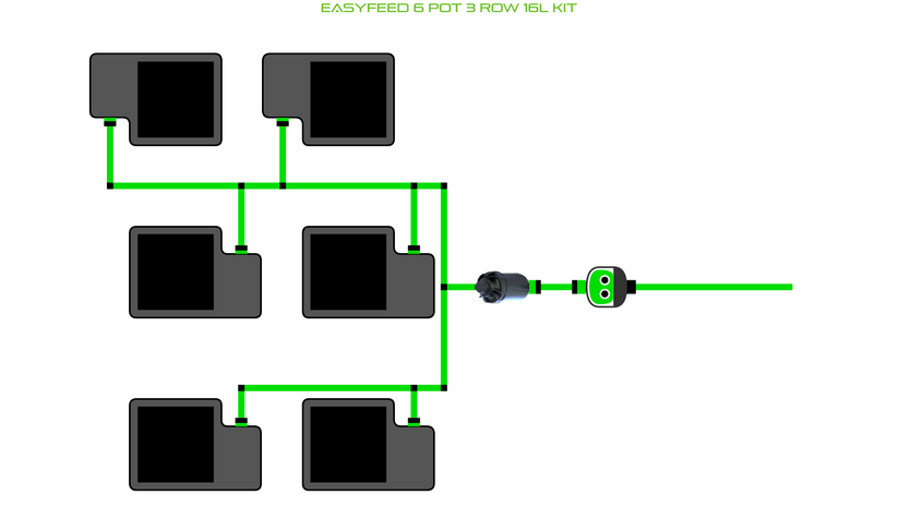 Alien Hydroponics EasyFeed 6 Pot 3 Row Kit