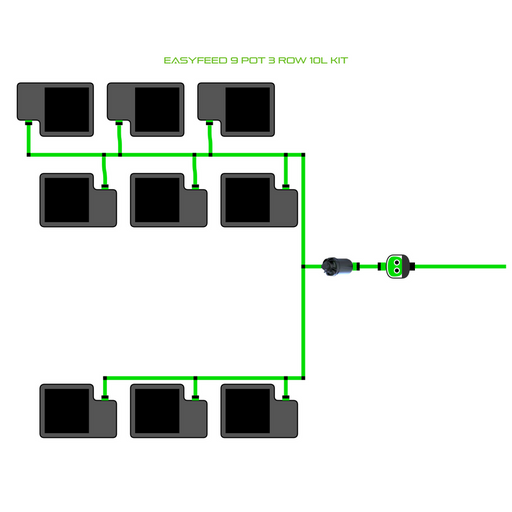 Alien Hydroponics EasyFeed 9 Pot 3 Row Kit