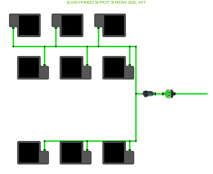 Alien Hydroponics EasyFeed 9 Pot 3 Row Kit