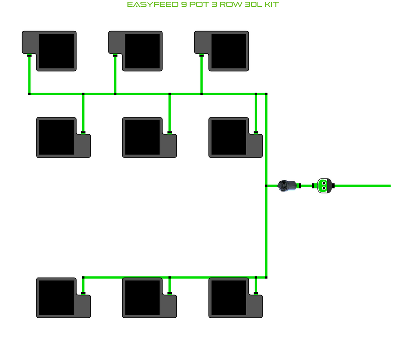 Alien Hydroponics EasyFeed 9 Pot 3 Row Kit