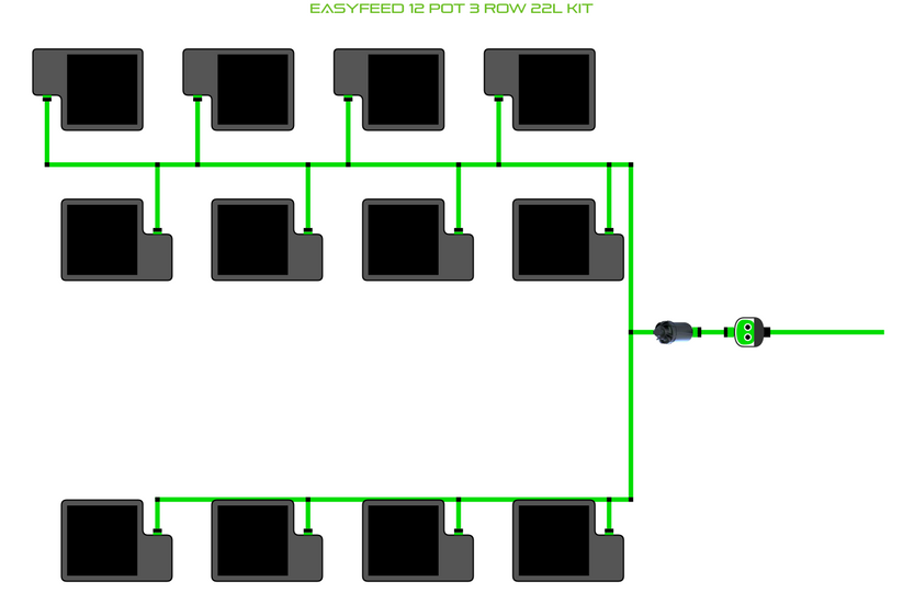 Alien Hydroponics EasyFeed 12 Pot 3 Row Kit