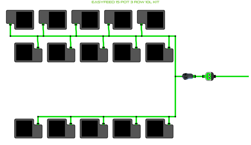 Alien Hydroponics EasyFeed 15 Pot 3 Row Kit