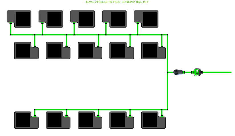 Alien Hydroponics EasyFeed 15 Pot 3 Row Kit