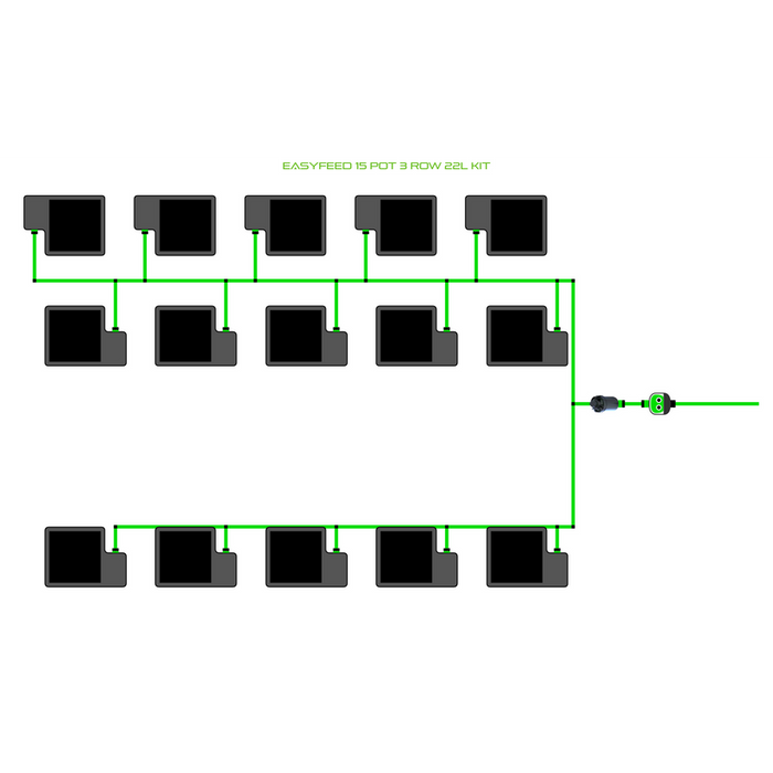 Alien Hydroponics EasyFeed 15 Pot 3 Row Kit