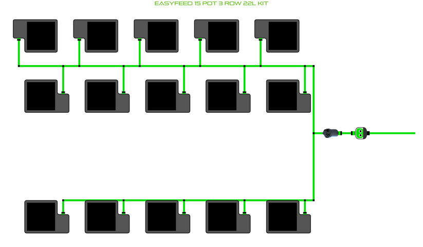 Alien Hydroponics EasyFeed 15 Pot 3 Row Kit