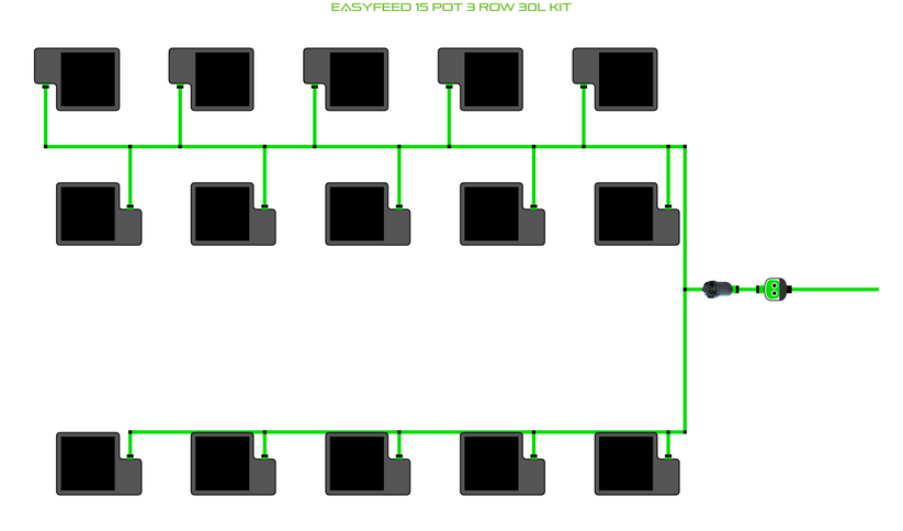 Alien Hydroponics EasyFeed 15 Pot 3 Row Kit