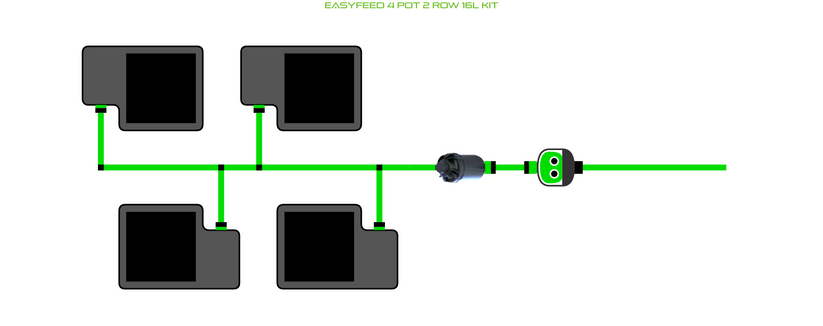 Alien Hydroponics EasyFeed 4 Pot 2 Row Kit