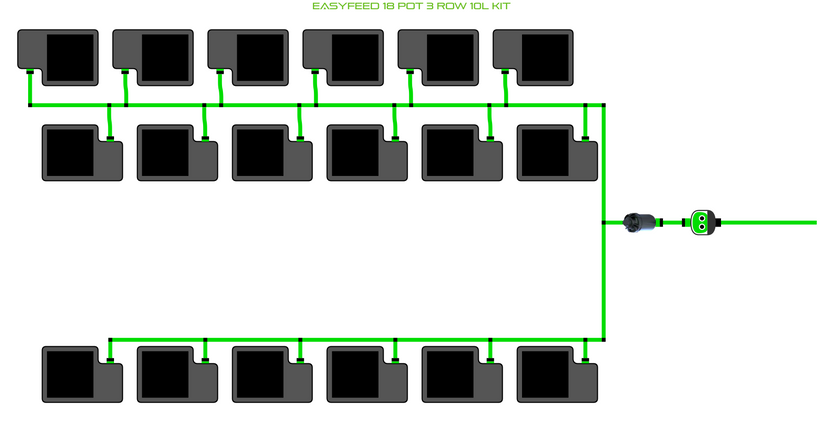 Alien Hydroponics EasyFeed 18 Pot 3 Row Kit