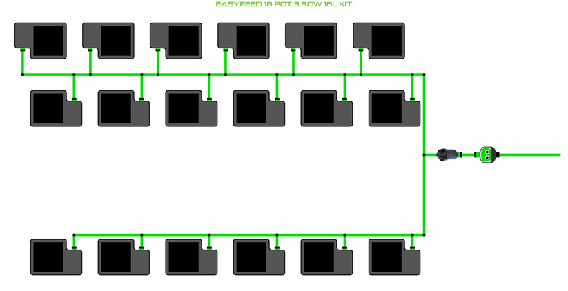 Alien Hydroponics EasyFeed 18 Pot 3 Row Kit