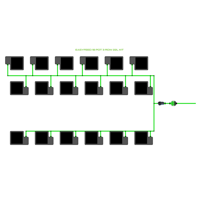 Alien Hydroponics EasyFeed 18 Pot 3 Row Kit