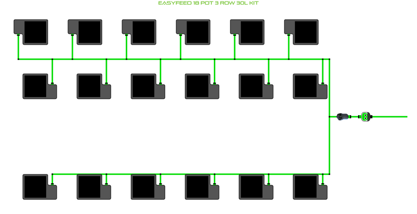 Alien Hydroponics EasyFeed 18 Pot 3 Row Kit