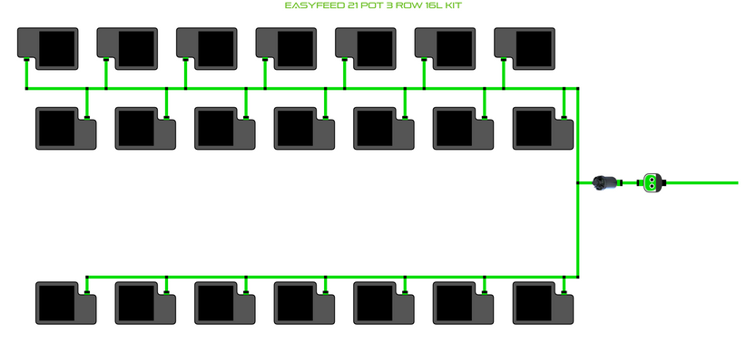 Alien Hydroponics EasyFeed 21 Pot 3 Row Kit