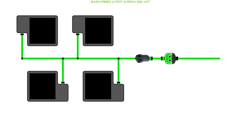 Alien Hydroponics EasyFeed 4 Pot 2 Row Kit
