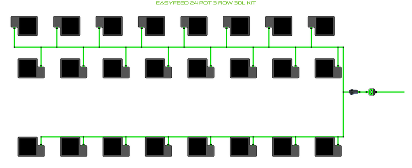 Alien Hydroponics EasyFeed 24 Pot 3 Row Kit