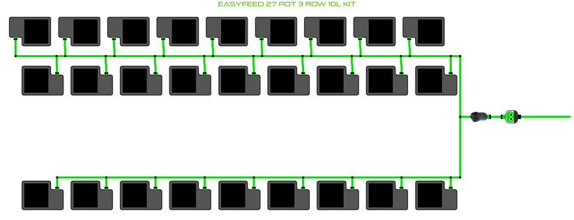 Alien Hydroponics EasyFeed 27 Pot 3 Row Kit