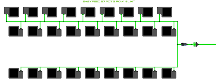 Alien Hydroponics EasyFeed 27 Pot 3 Row Kit