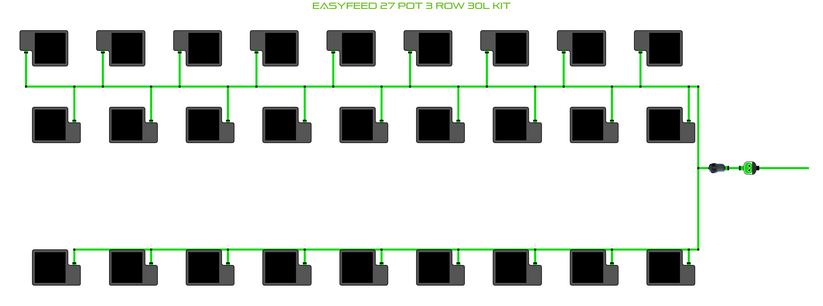 Alien Hydroponics EasyFeed 27 Pot 3 Row Kit