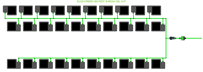 Alien Hydroponics EasyFeed 30 Pot 3 Row Kit