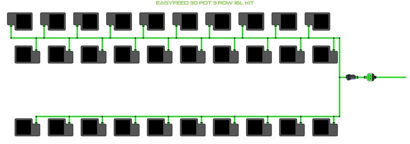 Alien Hydroponics EasyFeed 30 Pot 3 Row Kit